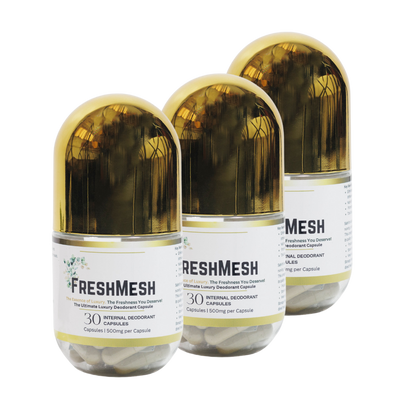 FreshMesh Internal Deodorant Capsules – Body Odor Control (3 Bottles Pack)