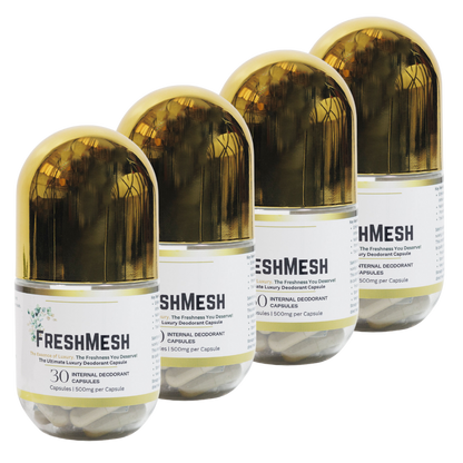 FreshMesh Internal Deodorant Capsules – 4 Bottle Pack for Body Odour Control & Inner Freshness