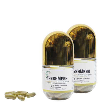 FreshMesh Internal Deodorant Herbal Capsules | Plant-Based | 2 bottles